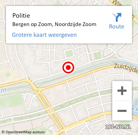 Locatie op kaart van de 112 melding: Politie Bergen op Zoom, Noordzijde Zoom op 21 november 2024 08:25