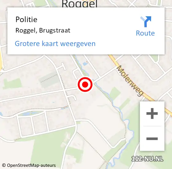 Locatie op kaart van de 112 melding: Politie Roggel, Brugstraat op 21 november 2024 08:26