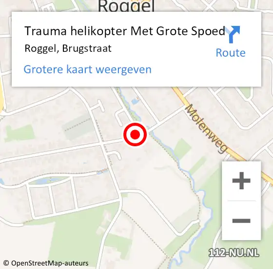 Locatie op kaart van de 112 melding: Trauma helikopter Met Grote Spoed Naar Roggel, Brugstraat op 21 november 2024 08:27