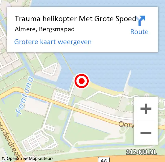 Locatie op kaart van de 112 melding: Trauma helikopter Met Grote Spoed Naar Almere, Bergsmapad op 21 november 2024 08:37