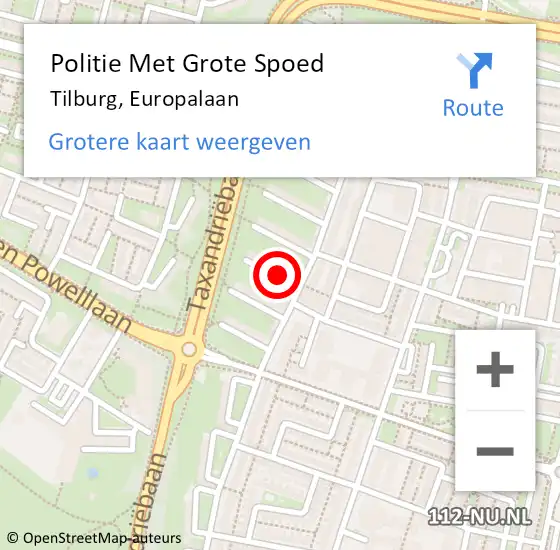 Locatie op kaart van de 112 melding: Politie Met Grote Spoed Naar Tilburg, Europalaan op 21 november 2024 08:44