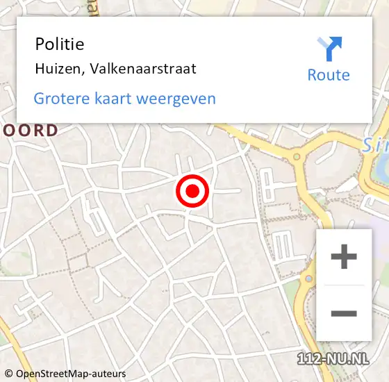 Locatie op kaart van de 112 melding: Politie Huizen, Valkenaarstraat op 21 november 2024 08:44