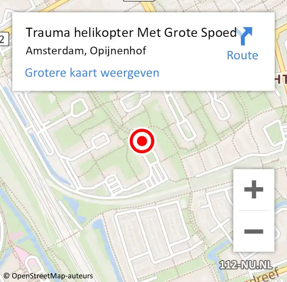 Locatie op kaart van de 112 melding: Trauma helikopter Met Grote Spoed Naar Amsterdam, Opijnenhof op 21 november 2024 08:45