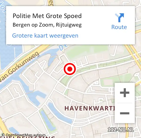 Locatie op kaart van de 112 melding: Politie Met Grote Spoed Naar Bergen op Zoom, Rijtuigweg op 21 november 2024 08:48