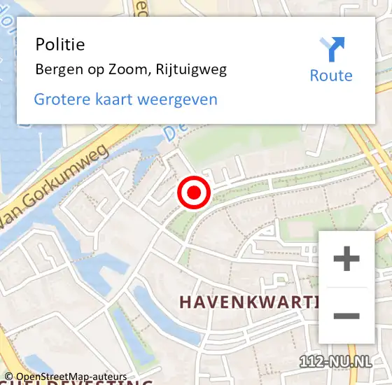 Locatie op kaart van de 112 melding: Politie Bergen op Zoom, Rijtuigweg op 21 november 2024 08:48