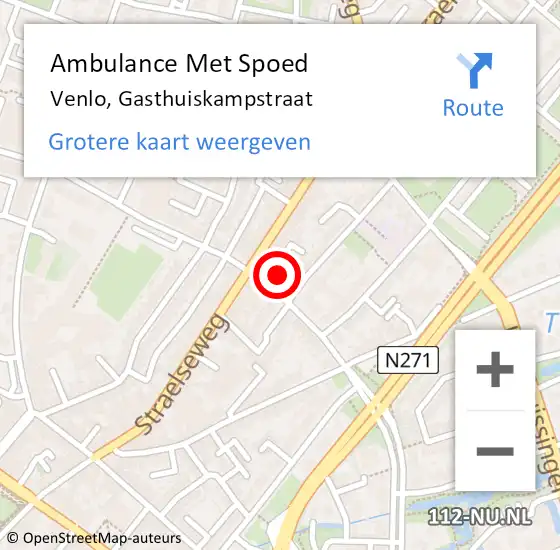 Locatie op kaart van de 112 melding: Ambulance Met Spoed Naar Venlo, Gasthuiskampstraat op 21 november 2024 08:57