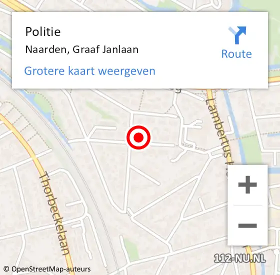 Locatie op kaart van de 112 melding: Politie Naarden, Graaf Janlaan op 21 november 2024 08:57