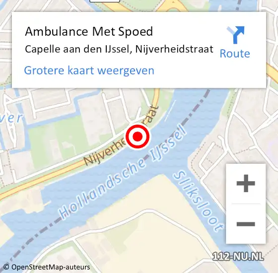 Locatie op kaart van de 112 melding: Ambulance Met Spoed Naar Capelle aan den IJssel, Nijverheidstraat op 21 november 2024 09:03