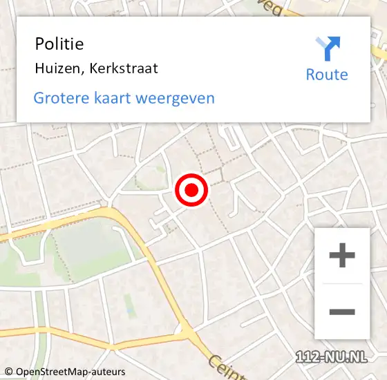 Locatie op kaart van de 112 melding: Politie Huizen, Kerkstraat op 21 november 2024 09:11