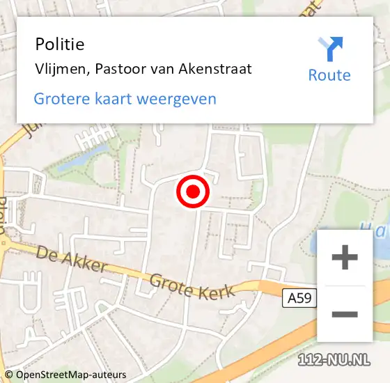 Locatie op kaart van de 112 melding: Politie Vlijmen, Pastoor van Akenstraat op 21 november 2024 09:11