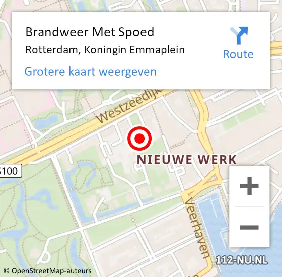 Locatie op kaart van de 112 melding: Brandweer Met Spoed Naar Rotterdam, Koningin Emmaplein op 21 november 2024 09:18