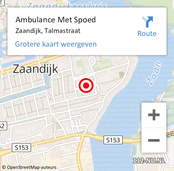 Locatie op kaart van de 112 melding: Ambulance Met Spoed Naar Zaandijk, Talmastraat op 21 november 2024 09:20