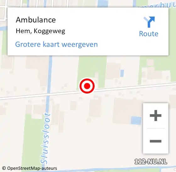 Locatie op kaart van de 112 melding: Ambulance Hemmen, Koggeweg op 21 november 2024 09:26