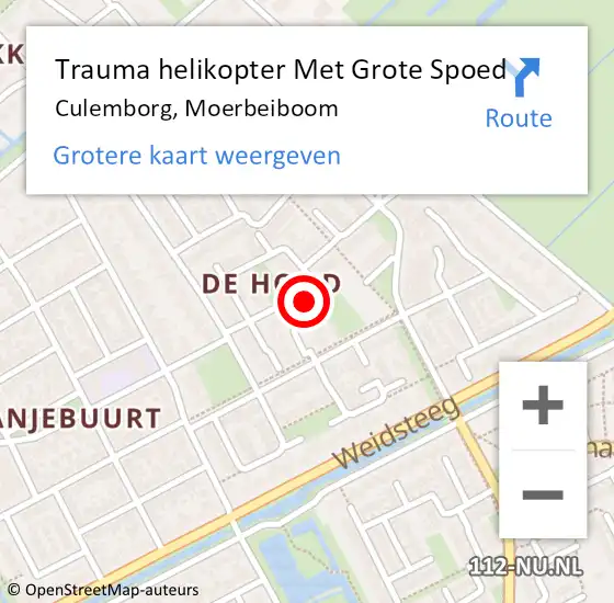 Locatie op kaart van de 112 melding: Trauma helikopter Met Grote Spoed Naar Culemborg, Moerbeiboom op 21 november 2024 09:34