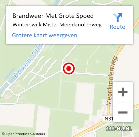 Locatie op kaart van de 112 melding: Brandweer Met Grote Spoed Naar Winterswijk Miste, Meenkmolenweg op 21 november 2024 09:40