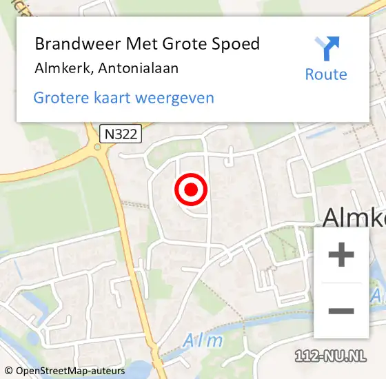 Locatie op kaart van de 112 melding: Brandweer Met Grote Spoed Naar Almkerk, Antonialaan op 21 november 2024 09:46