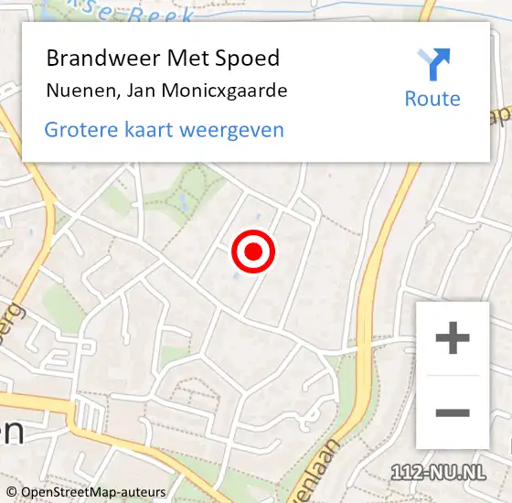 Locatie op kaart van de 112 melding: Brandweer Met Spoed Naar Nuenen, Jan Monicxgaarde op 21 november 2024 09:48