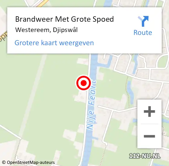 Locatie op kaart van de 112 melding: Brandweer Met Grote Spoed Naar Westereem, Djipswâl op 21 november 2024 09:55