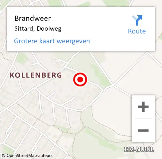 Locatie op kaart van de 112 melding: Brandweer Sittard, Doolweg op 21 november 2024 10:21