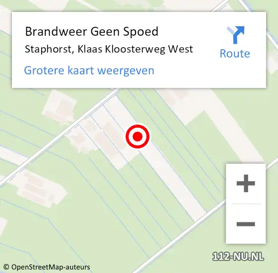 Locatie op kaart van de 112 melding: Brandweer Geen Spoed Naar Staphorst, Klaas Kloosterweg West op 21 november 2024 10:27