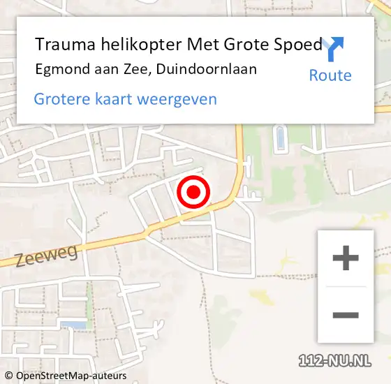 Locatie op kaart van de 112 melding: Trauma helikopter Met Grote Spoed Naar Egmond aan Zee, Duindoornlaan op 21 november 2024 10:34