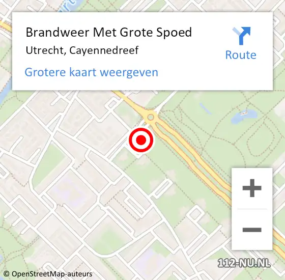 Locatie op kaart van de 112 melding: Brandweer Met Grote Spoed Naar Utrecht, Cayennedreef op 21 november 2024 10:43