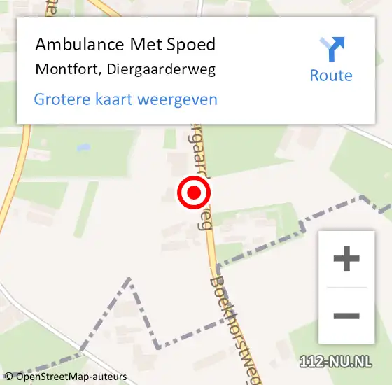 Locatie op kaart van de 112 melding: Ambulance Met Spoed Naar Montfort, Diergaarderweg op 21 november 2024 10:52