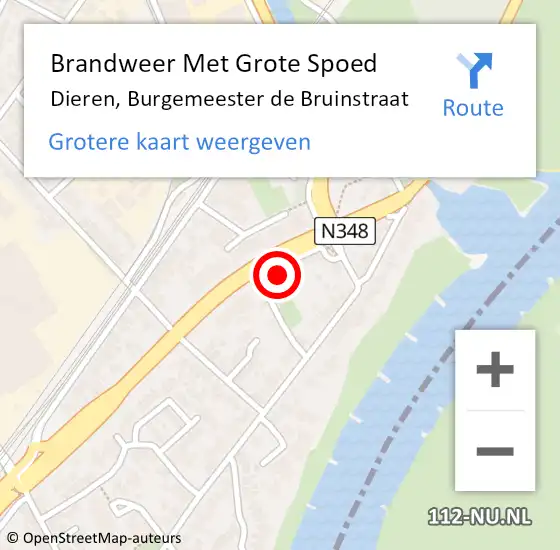 Locatie op kaart van de 112 melding: Brandweer Met Grote Spoed Naar Dieren, Burgemeester de Bruinstraat op 21 november 2024 11:10