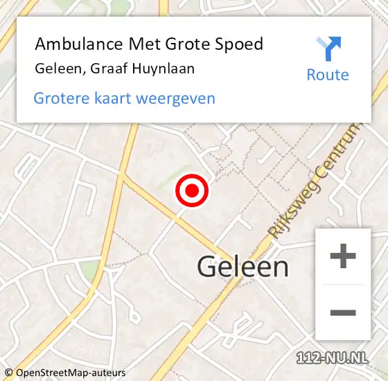 Locatie op kaart van de 112 melding: Ambulance Met Grote Spoed Naar Geleen, Graaf Huynlaan op 27 oktober 2014 17:30