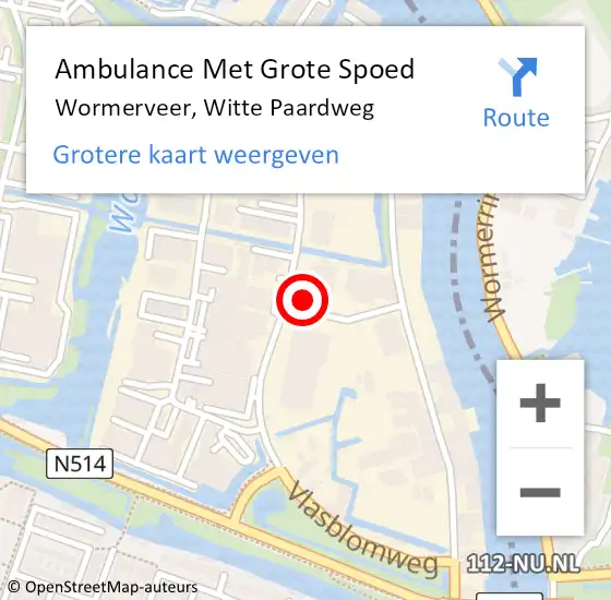 Locatie op kaart van de 112 melding: Ambulance Met Grote Spoed Naar Wormerveer, Witte Paardweg op 27 oktober 2014 17:32