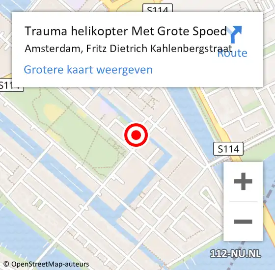 Locatie op kaart van de 112 melding: Trauma helikopter Met Grote Spoed Naar Amsterdam, Fritz Dietrich Kahlenbergstraat op 21 november 2024 11:44