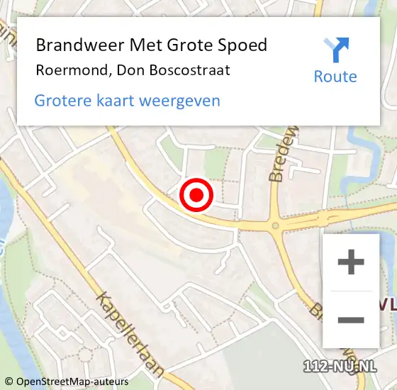 Locatie op kaart van de 112 melding: Brandweer Met Grote Spoed Naar Roermond, Don Boscostraat op 21 november 2024 11:58