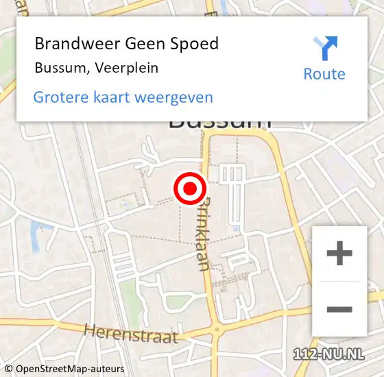 Locatie op kaart van de 112 melding: Brandweer Geen Spoed Naar Bussum, Veerplein op 21 november 2024 12:01