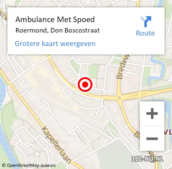 Locatie op kaart van de 112 melding: Ambulance Met Spoed Naar Roermond, Don Boscostraat op 21 november 2024 12:08