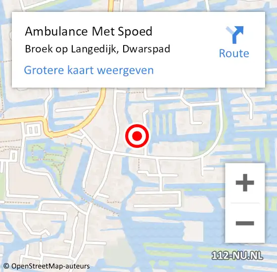 Locatie op kaart van de 112 melding: Ambulance Met Spoed Naar Broek op Langedijk, Dwarspad op 21 november 2024 12:17