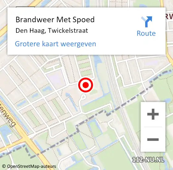 Locatie op kaart van de 112 melding: Brandweer Met Spoed Naar Den Haag, Twickelstraat op 21 november 2024 12:25