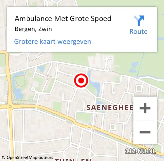 Locatie op kaart van de 112 melding: Ambulance Met Grote Spoed Naar Bergen, Zwin op 21 november 2024 12:41