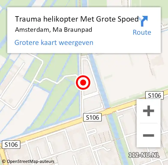 Locatie op kaart van de 112 melding: Trauma helikopter Met Grote Spoed Naar Amsterdam, Ma Braunpad op 21 november 2024 12:42