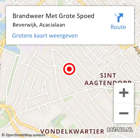 Locatie op kaart van de 112 melding: Brandweer Met Grote Spoed Naar Beverwijk, Acacialaan op 21 november 2024 12:47