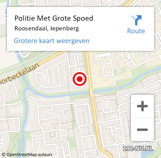 Locatie op kaart van de 112 melding: Politie Met Grote Spoed Naar Roosendaal, Iepenberg op 21 november 2024 12:49