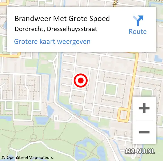 Locatie op kaart van de 112 melding: Brandweer Met Grote Spoed Naar Dordrecht, Dresselhuysstraat op 21 november 2024 12:57