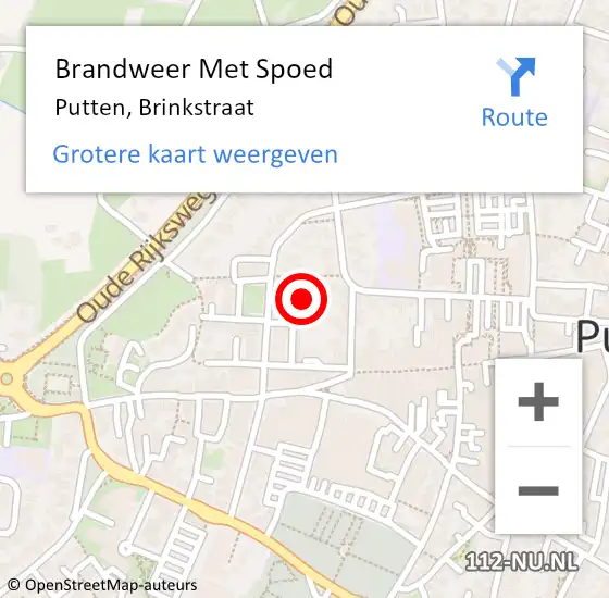 Locatie op kaart van de 112 melding: Brandweer Met Spoed Naar Putten, Brinkstraat op 21 november 2024 12:59