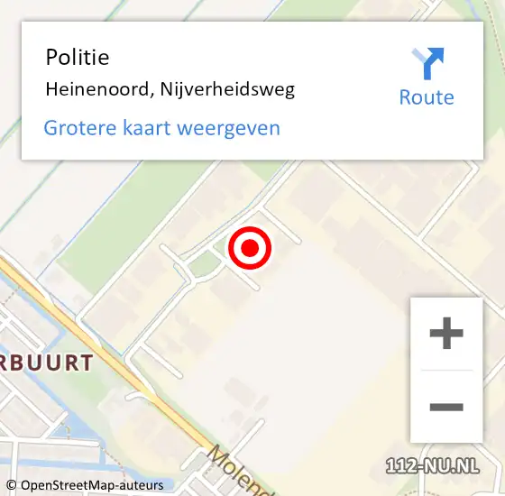 Locatie op kaart van de 112 melding: Politie Heinenoord, Nijverheidsweg op 21 november 2024 13:12