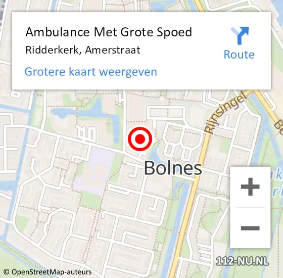 Locatie op kaart van de 112 melding: Ambulance Met Grote Spoed Naar Ridderkerk, Amerstraat op 21 november 2024 13:13