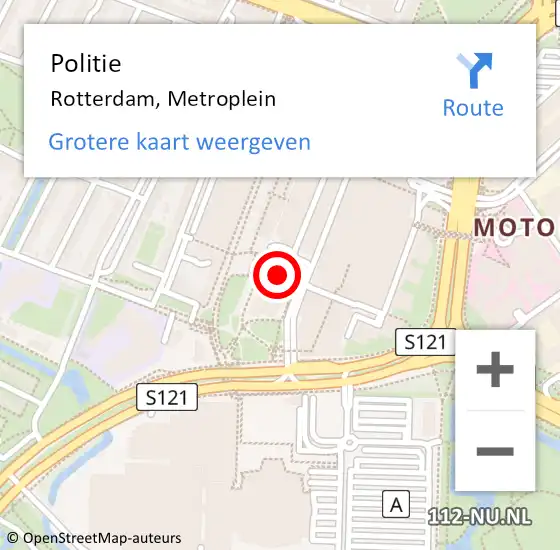 Locatie op kaart van de 112 melding: Politie Rotterdam, Metroplein op 21 november 2024 13:17