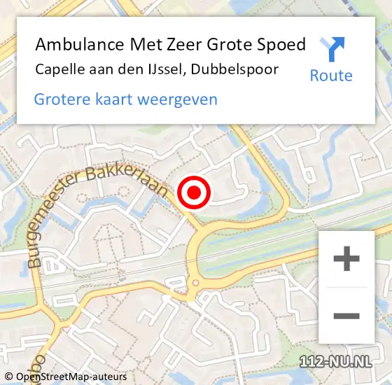 Locatie op kaart van de 112 melding: Ambulance Met Zeer Grote Spoed Naar Capelle aan den IJssel, Dubbelspoor op 21 november 2024 13:30