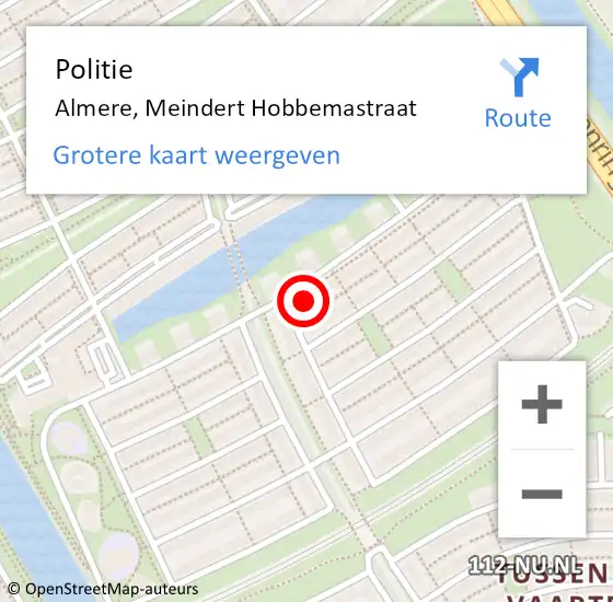 Locatie op kaart van de 112 melding: Politie Almere, Meindert Hobbemastraat op 21 november 2024 13:43