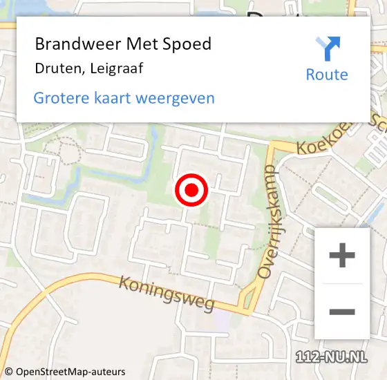 Locatie op kaart van de 112 melding: Brandweer Met Spoed Naar Druten, Leigraaf op 21 november 2024 13:44