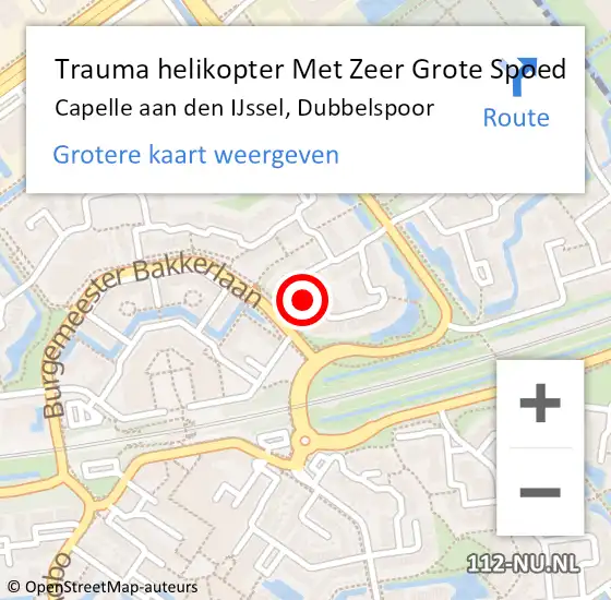 Locatie op kaart van de 112 melding: Trauma helikopter Met Zeer Grote Spoed Naar Capelle aan den IJssel, Dubbelspoor op 21 november 2024 13:46