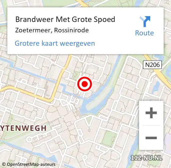 Locatie op kaart van de 112 melding: Brandweer Met Grote Spoed Naar Zoetermeer, Rossinirode op 21 november 2024 14:04